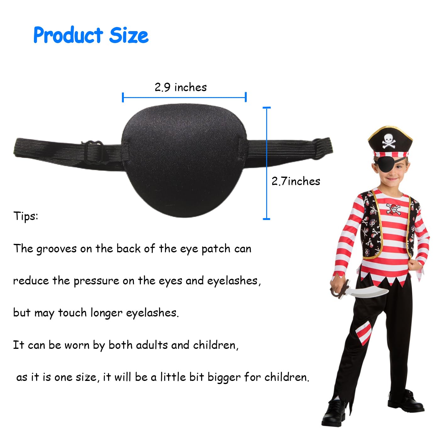 Eye patches suitable for either left or right eye