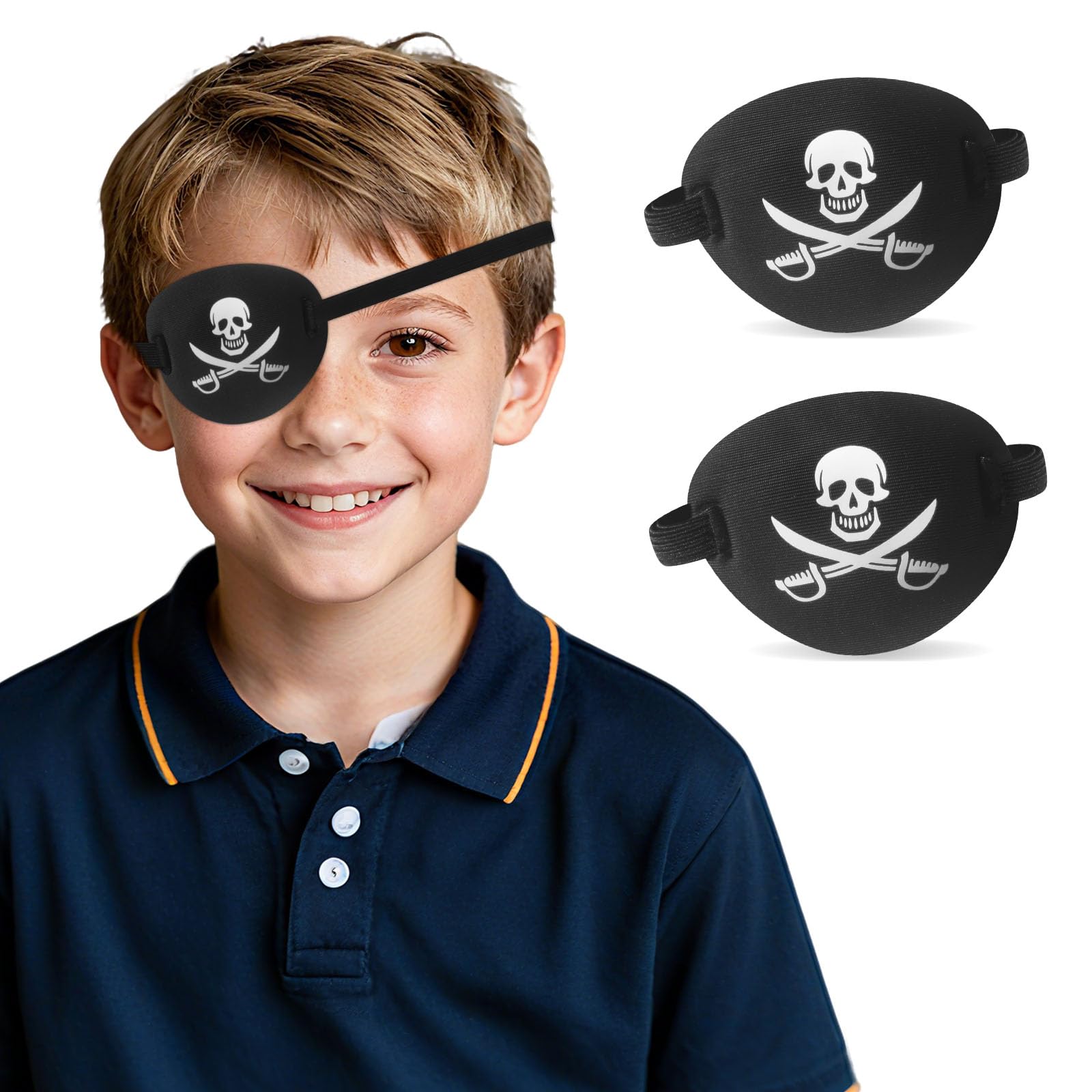 RIKEYO 2-pack 3D pirate eye patches for kids