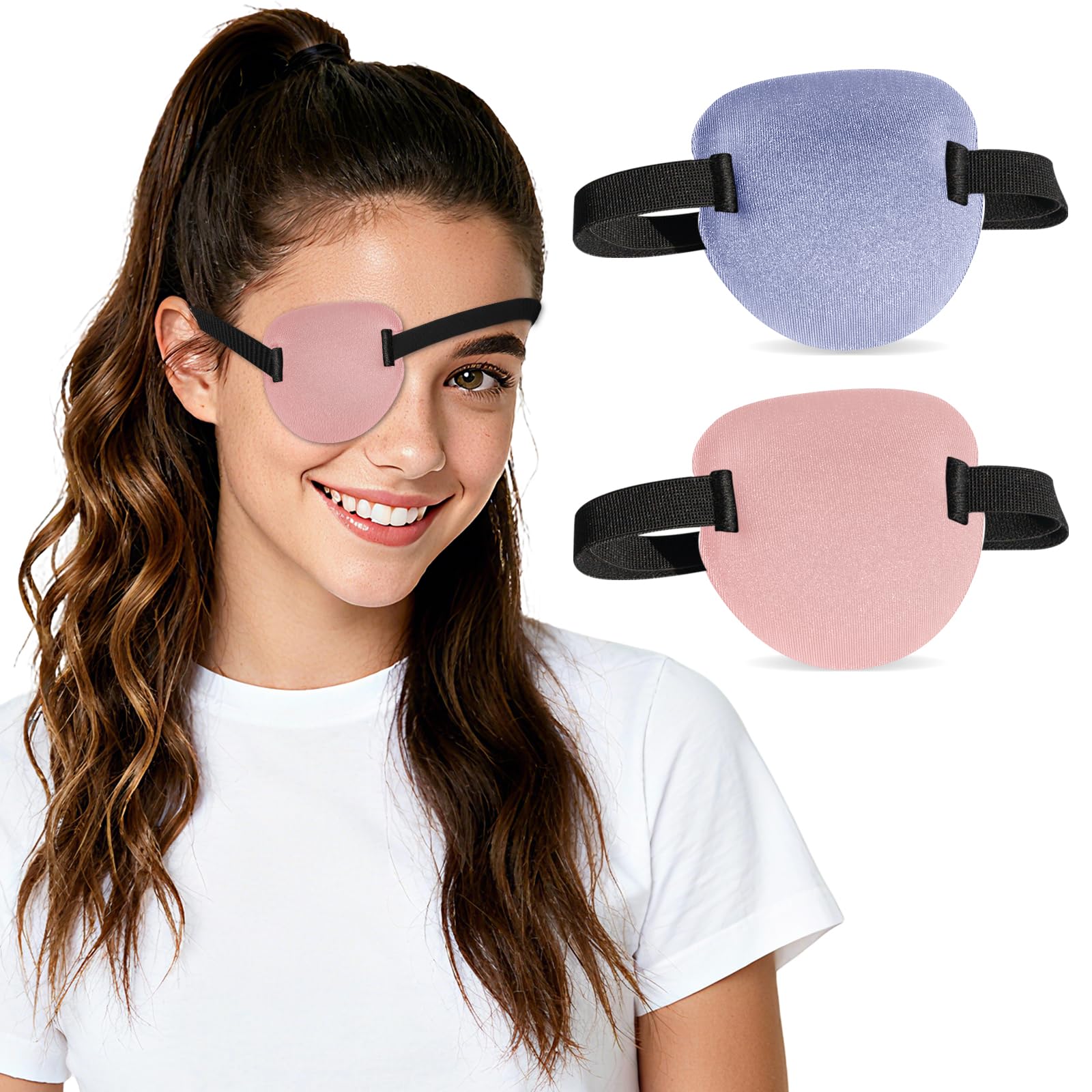 RIKEYO 3D eye patch in soft pink, front view