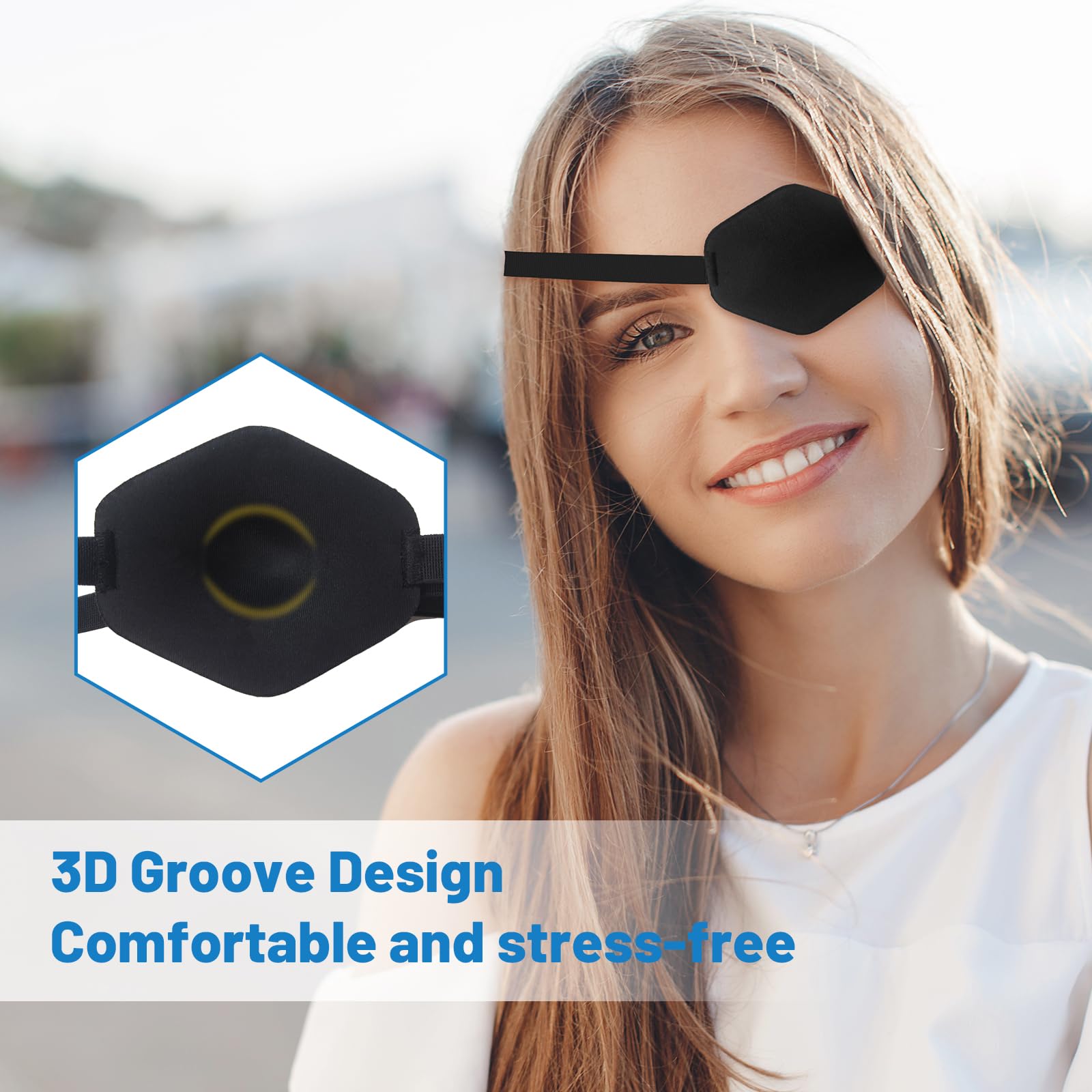 Elastic strap and adjustable buckle on RIKEYO eye patch