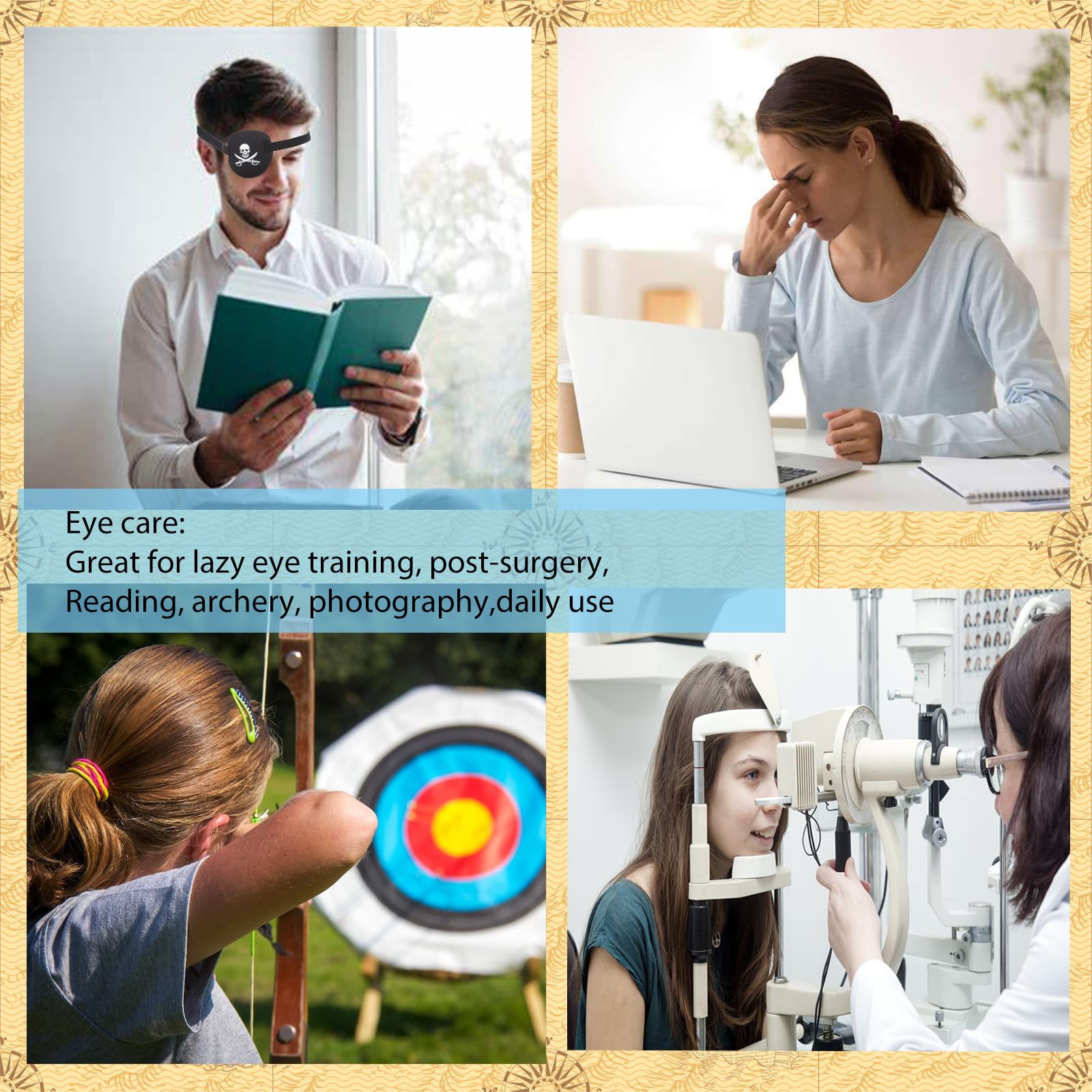 Used for lazy eye treatment, recovery after eye surgery, and rest