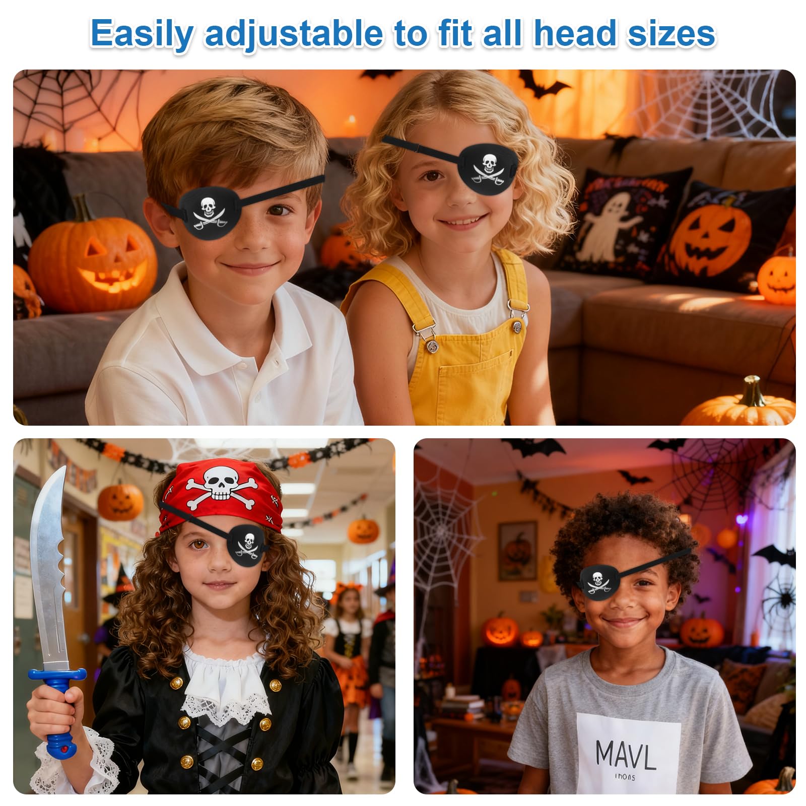 Pirate-pattern and solid color RIKEYO eye patches for kids