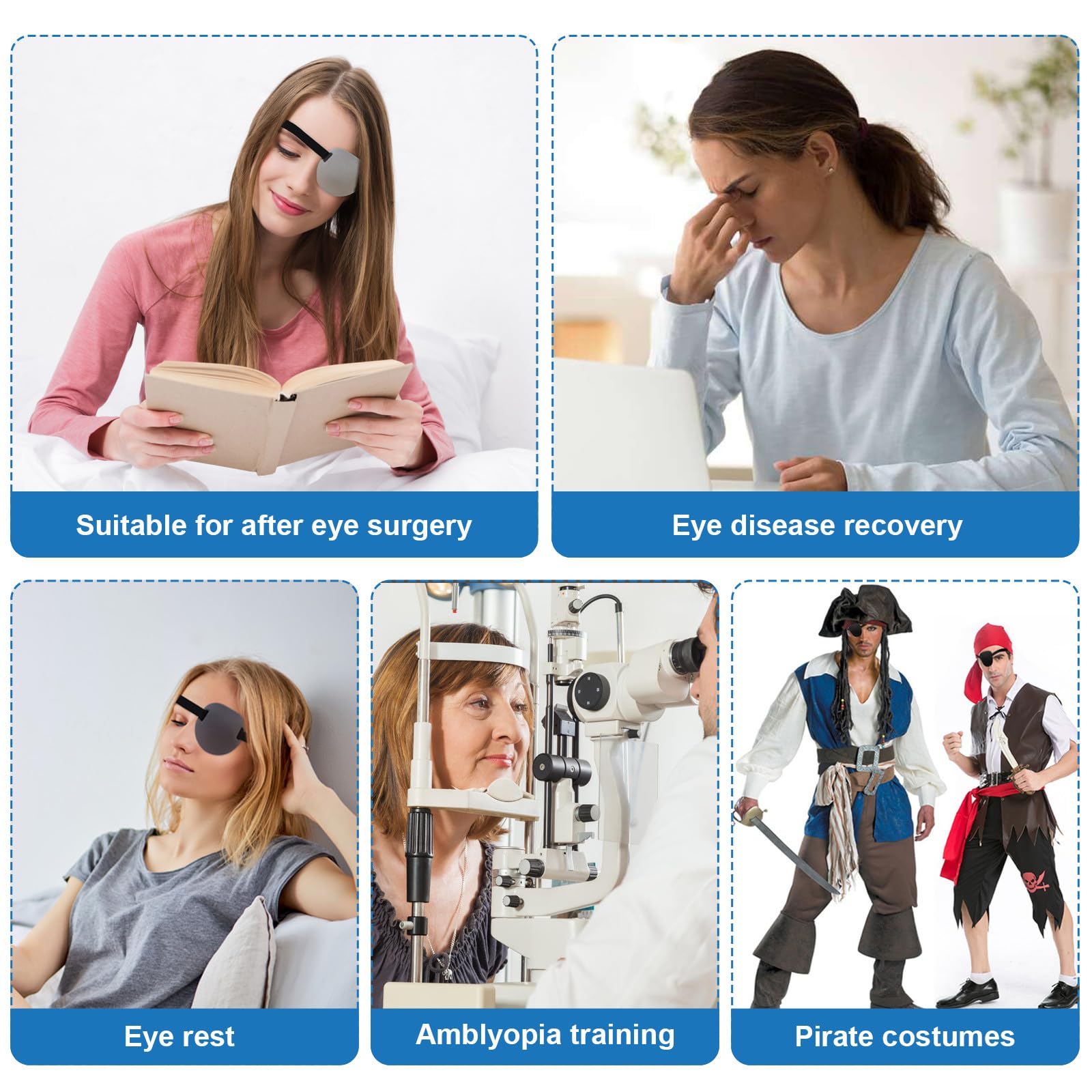 Two RIKEYO eye patches in dark and light grey (pack of 2)