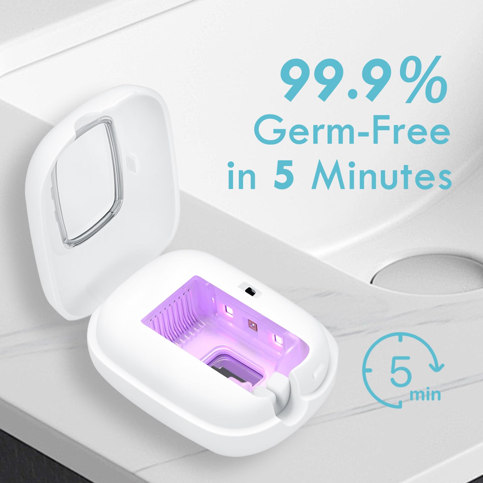 USB-C rechargeable toothbrush sanitizer with charging indicator