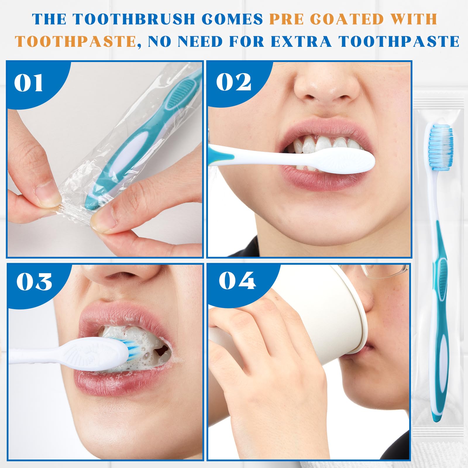 Travel toothbrush with toothpaste on bristles, blue