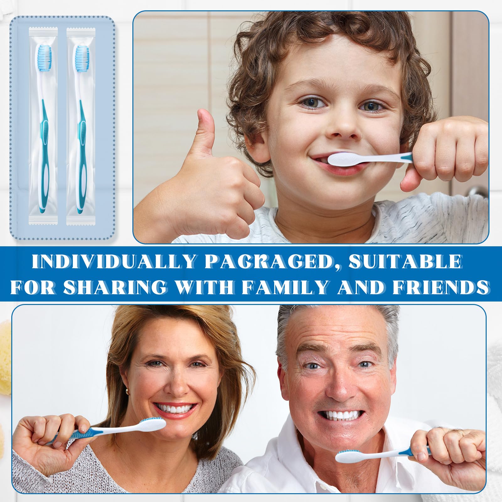 Disposable toothbrushes for camping and travel, blue