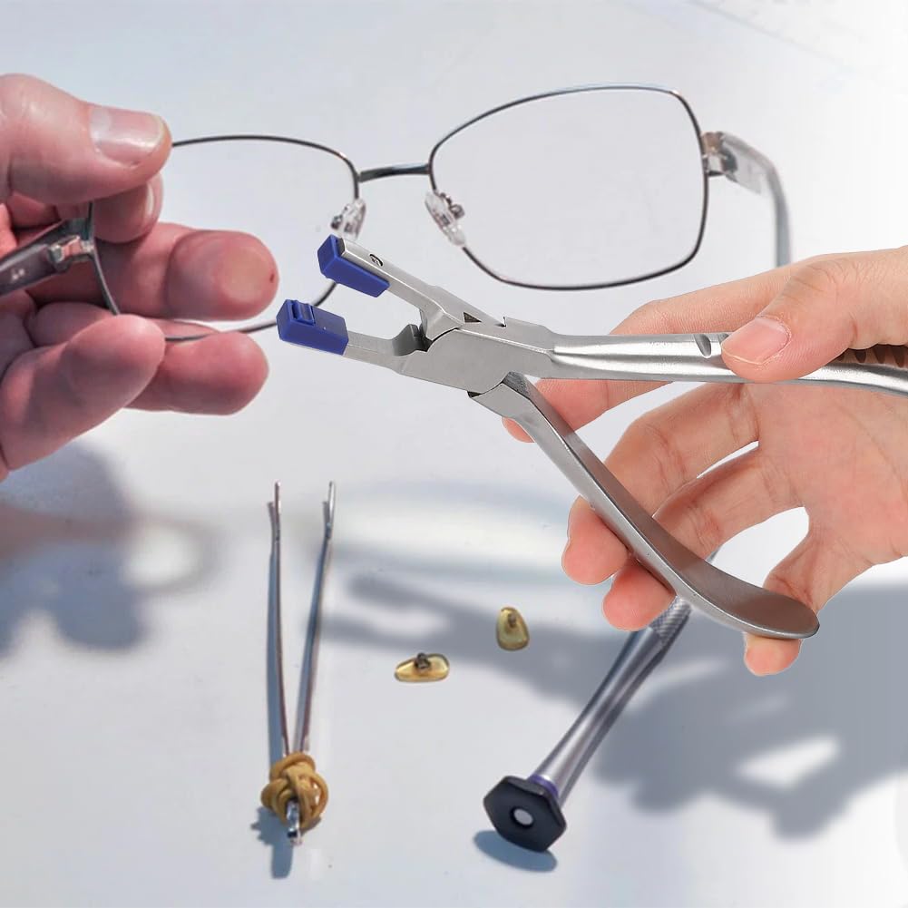 Three-piece plier set for rimless frames