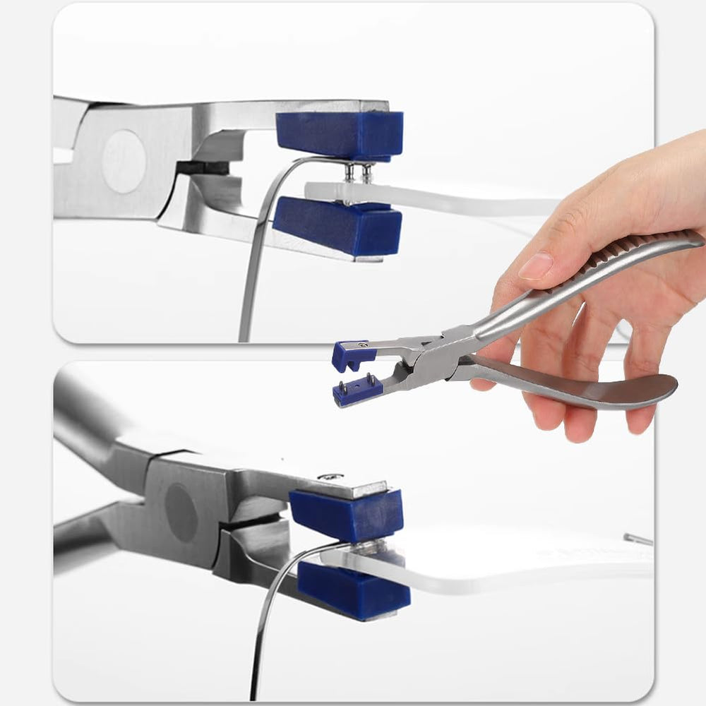 Spring-loaded handles on rimless glasses repair pliers