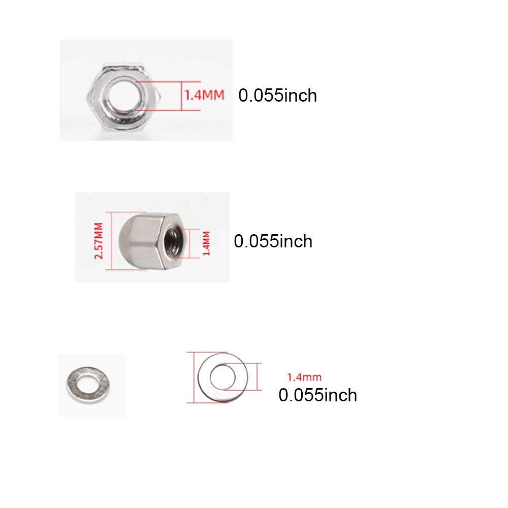 Close-up of stainless steel rimless glasses screws caps and nuts