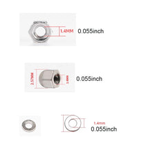 Close-up of stainless steel rimless glasses screws caps and nuts