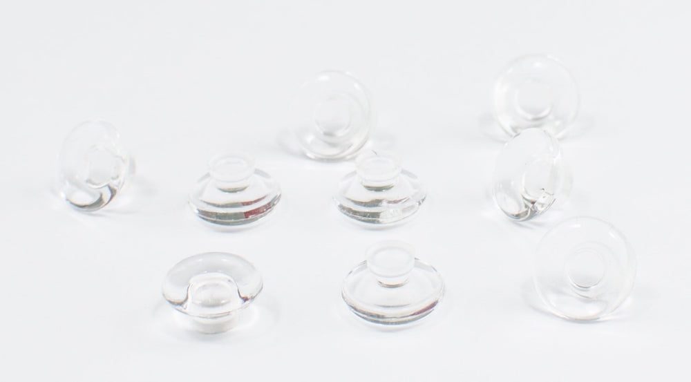 Close-up of rimless nose pads showing non-slip design
