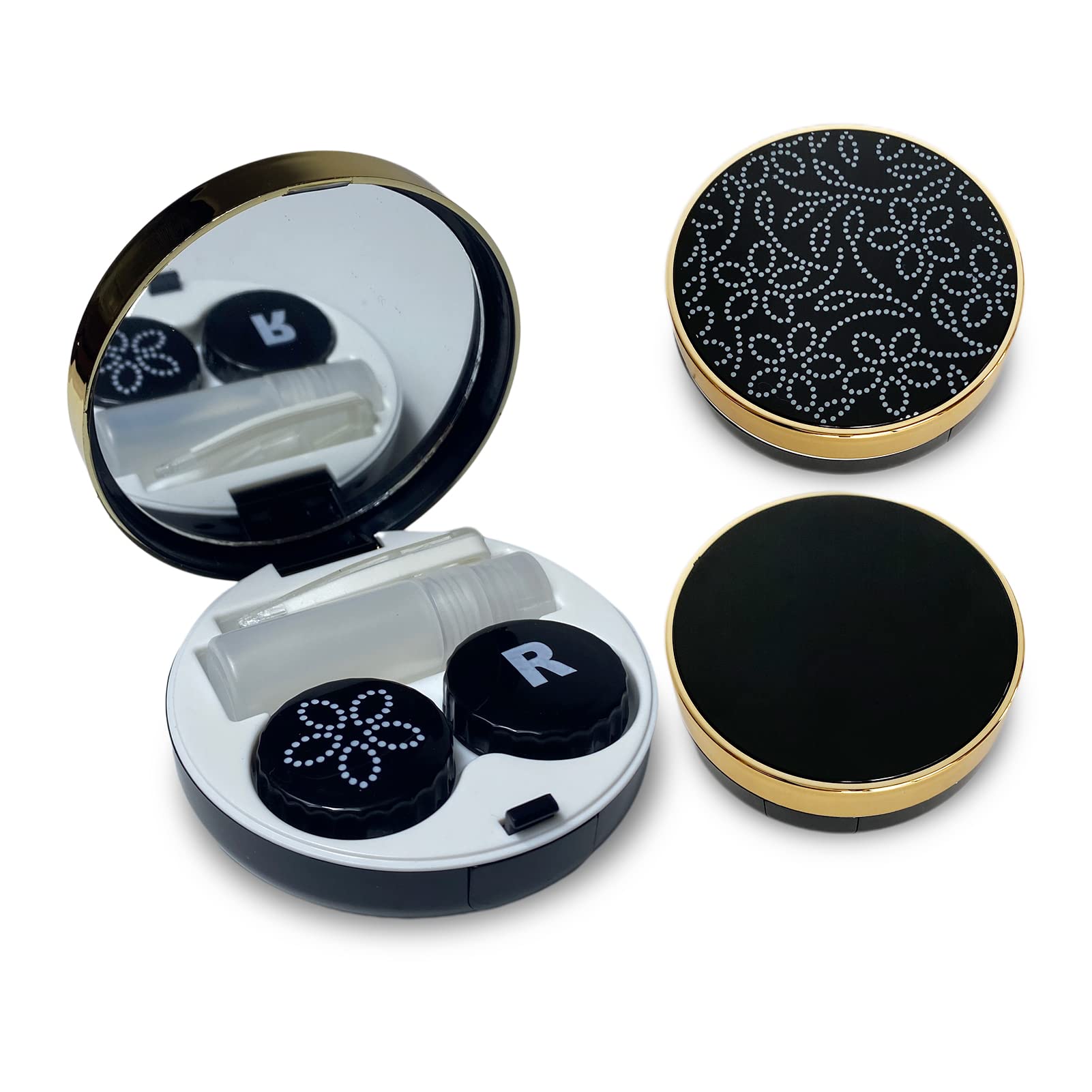 Rinetics 2-Pack Travel Contact Lens Case Kit with built-in mirror - front view