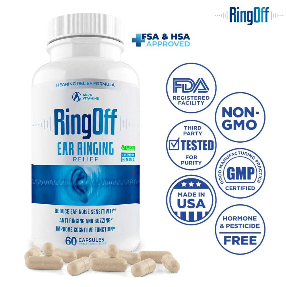 Graphic showing tinnitus relief and reduced ringing