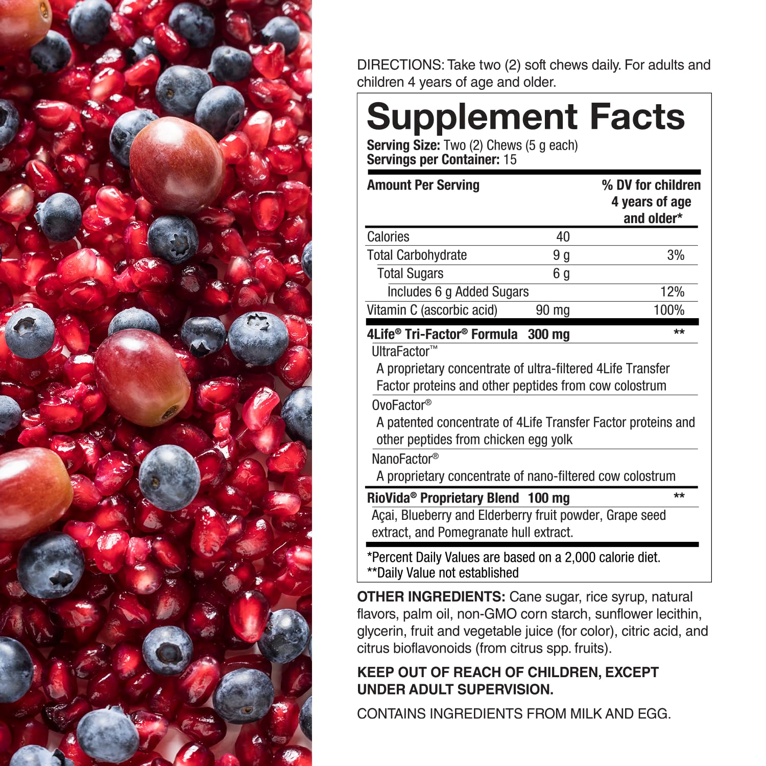 Close-up of RioVida Chews bottle