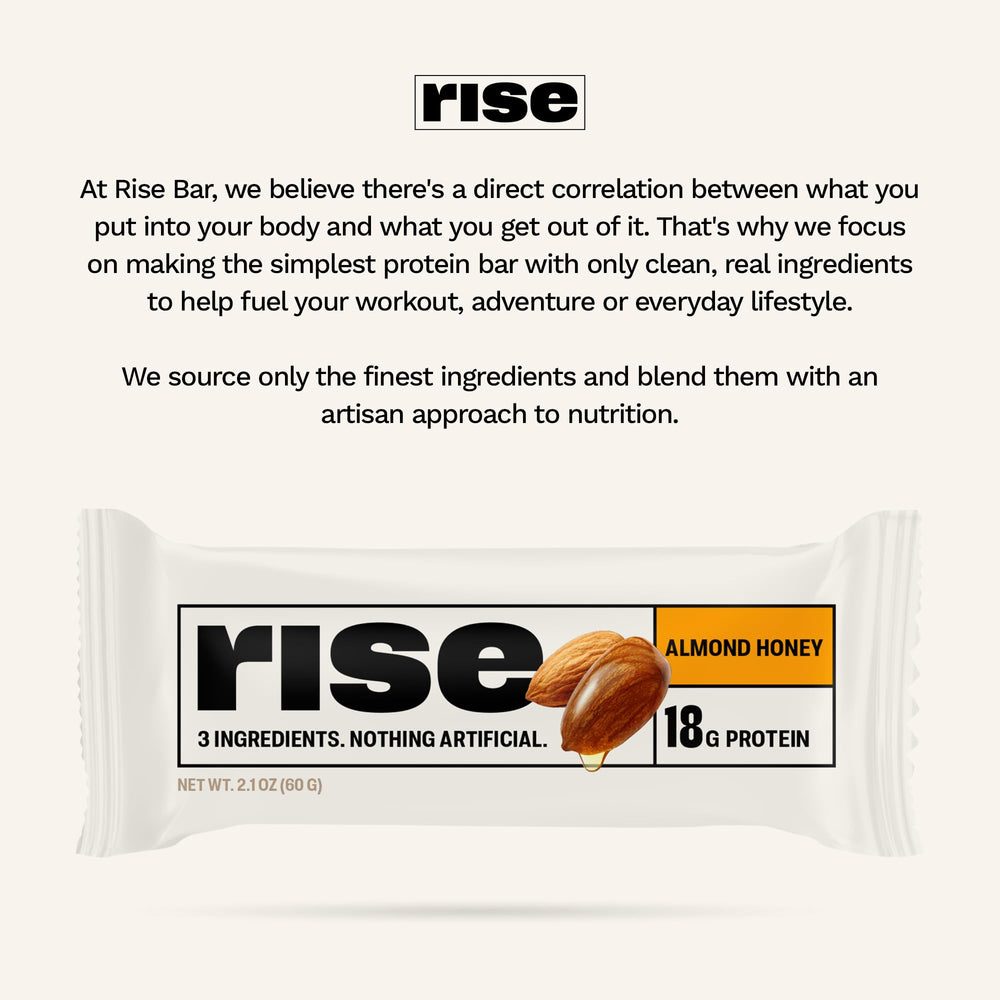 Texture close-up of the Rise Bar in almond honey flavor