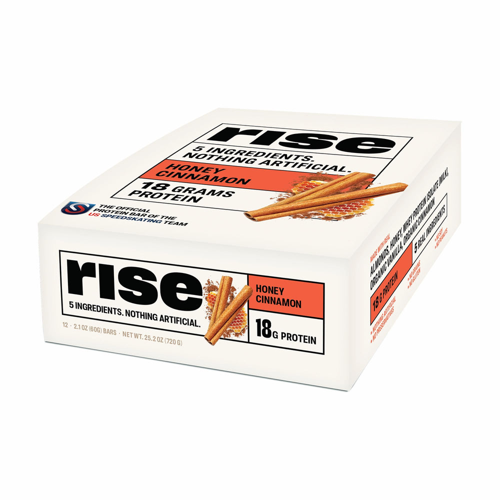 Rise Whey Protein Bars Honey Cinnamon packaging front
