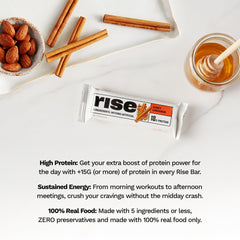 Small-batch handmade Rise Honey Cinnamon bar label