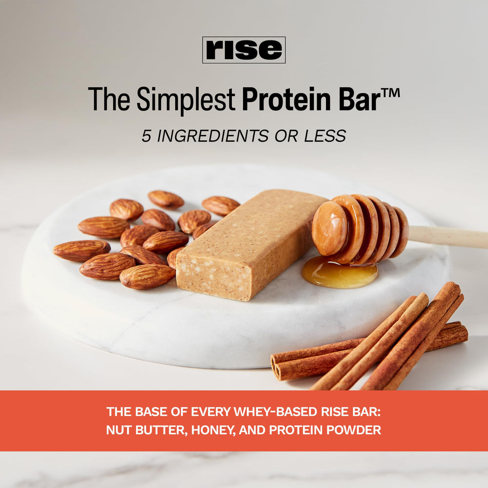 Rise Honey Cinnamon bar with natural ingredients display
