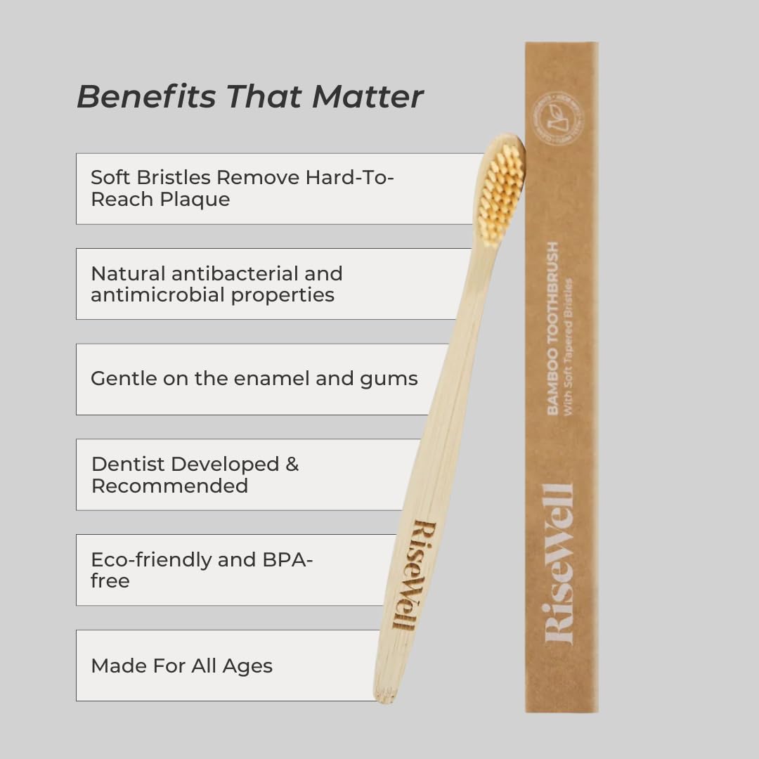 Close-up of ultra-soft BPA-free bristles on RiseWell bamboo toothbrush