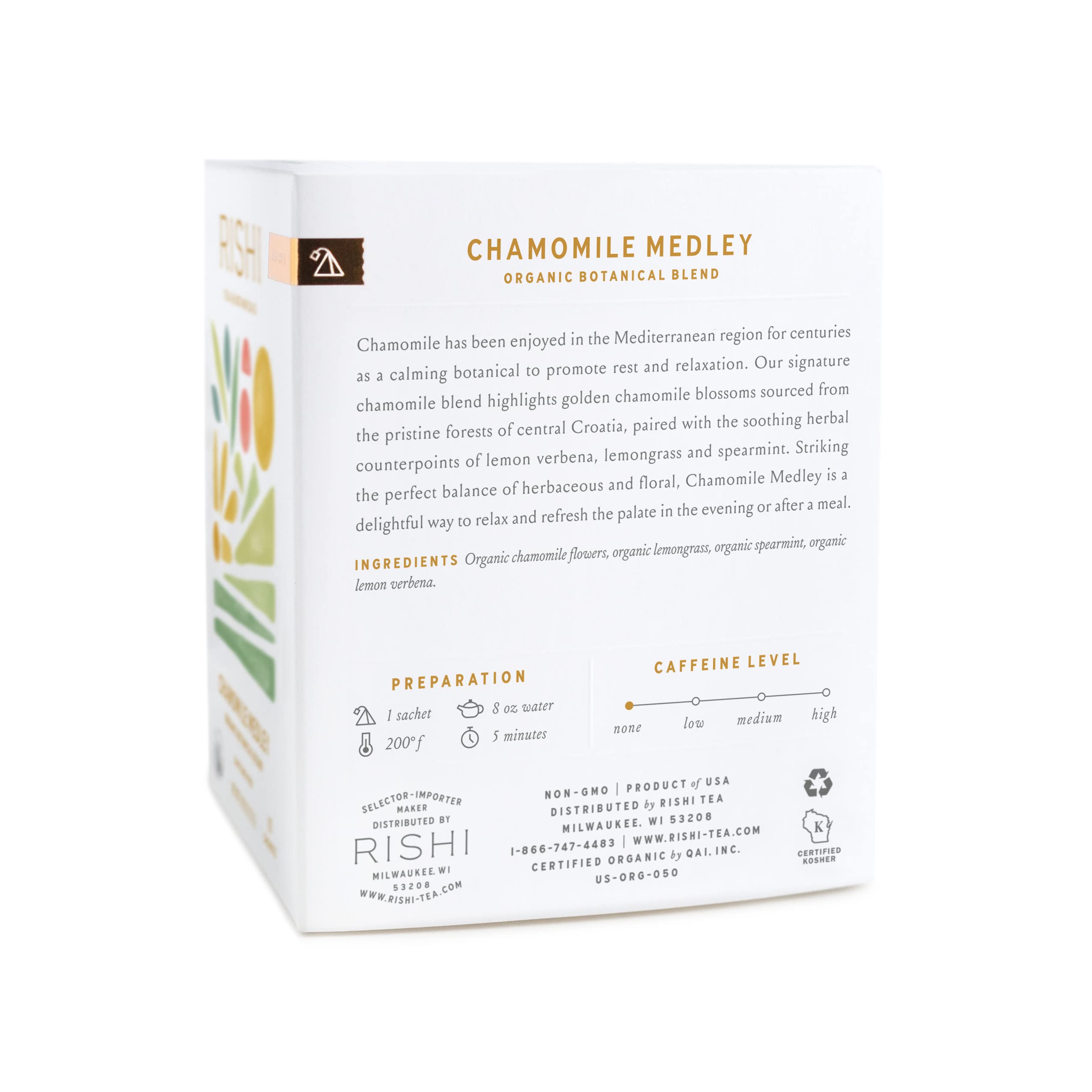 Close-up of organic caffeine-free tea sachets