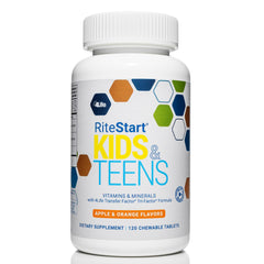 RiteStart Kids and Teens Apple Orange chewables bottle front view