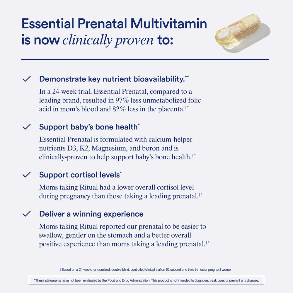 Ritual Essential for Women Prenatal citrus tab close-up emphasizes flavor and convenience