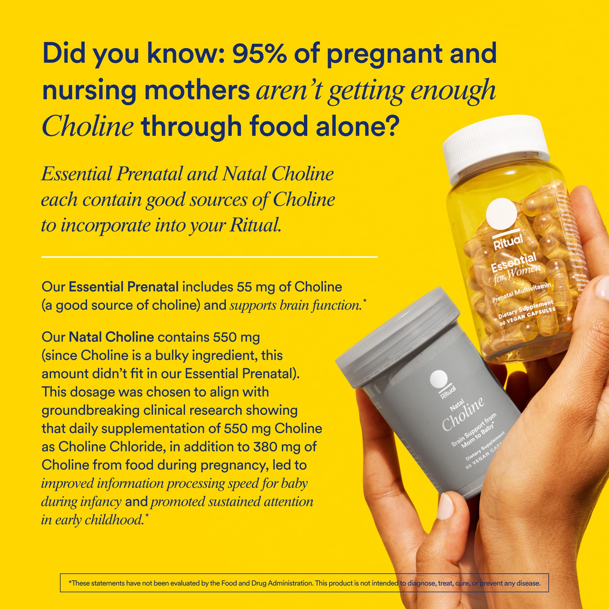 Label highlights Folate, Choline, and Omega-3 DHA ingredients