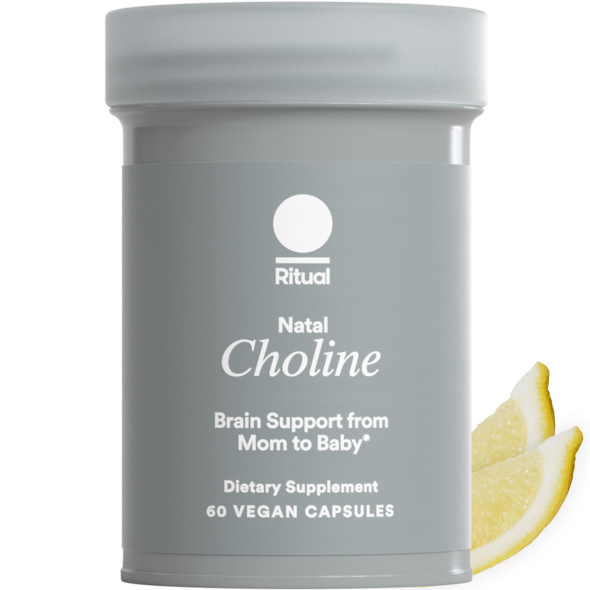Ritual Natal Choline bottle front view showcasing 550 mg capsules for prenatal support