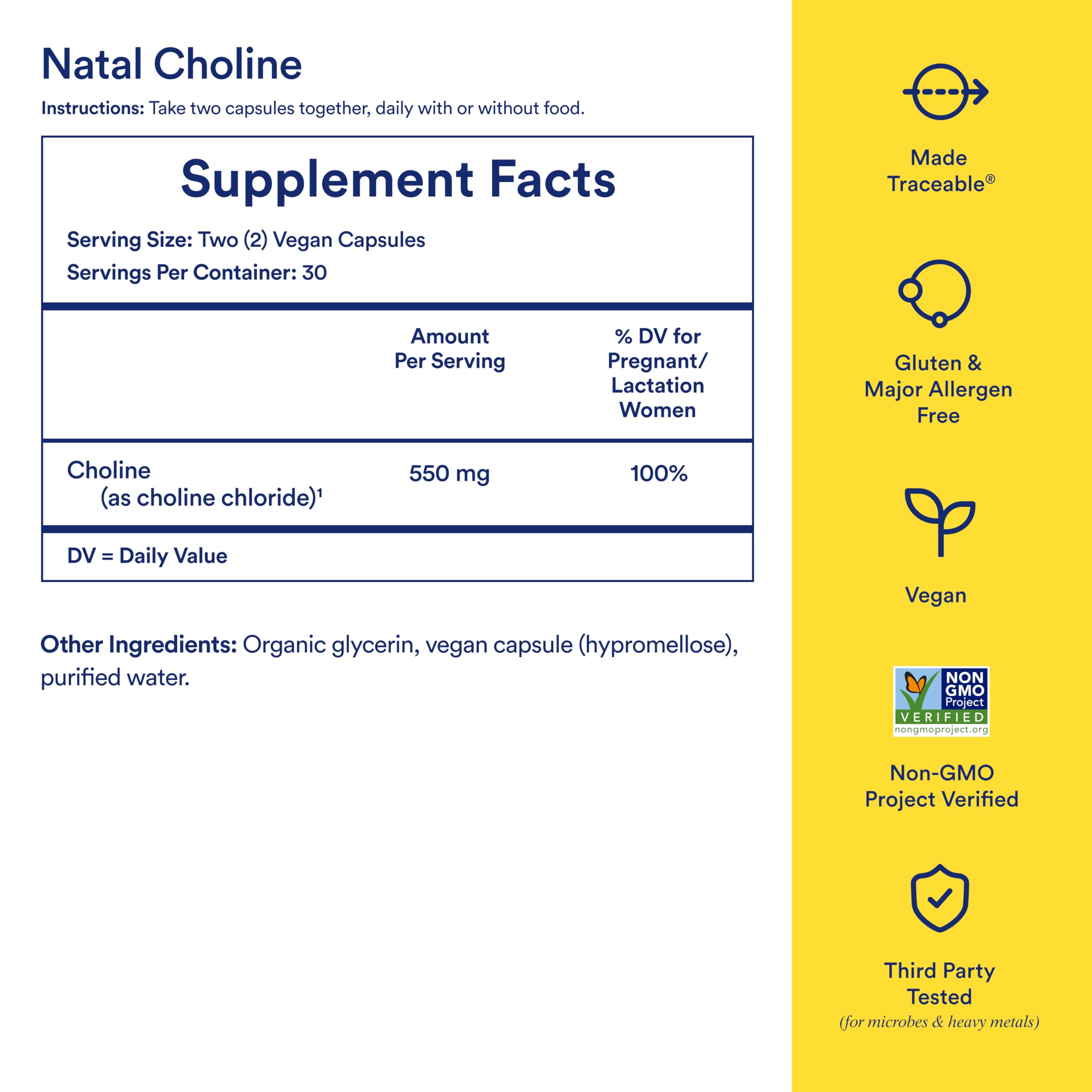 Natal Choline packaging and product label