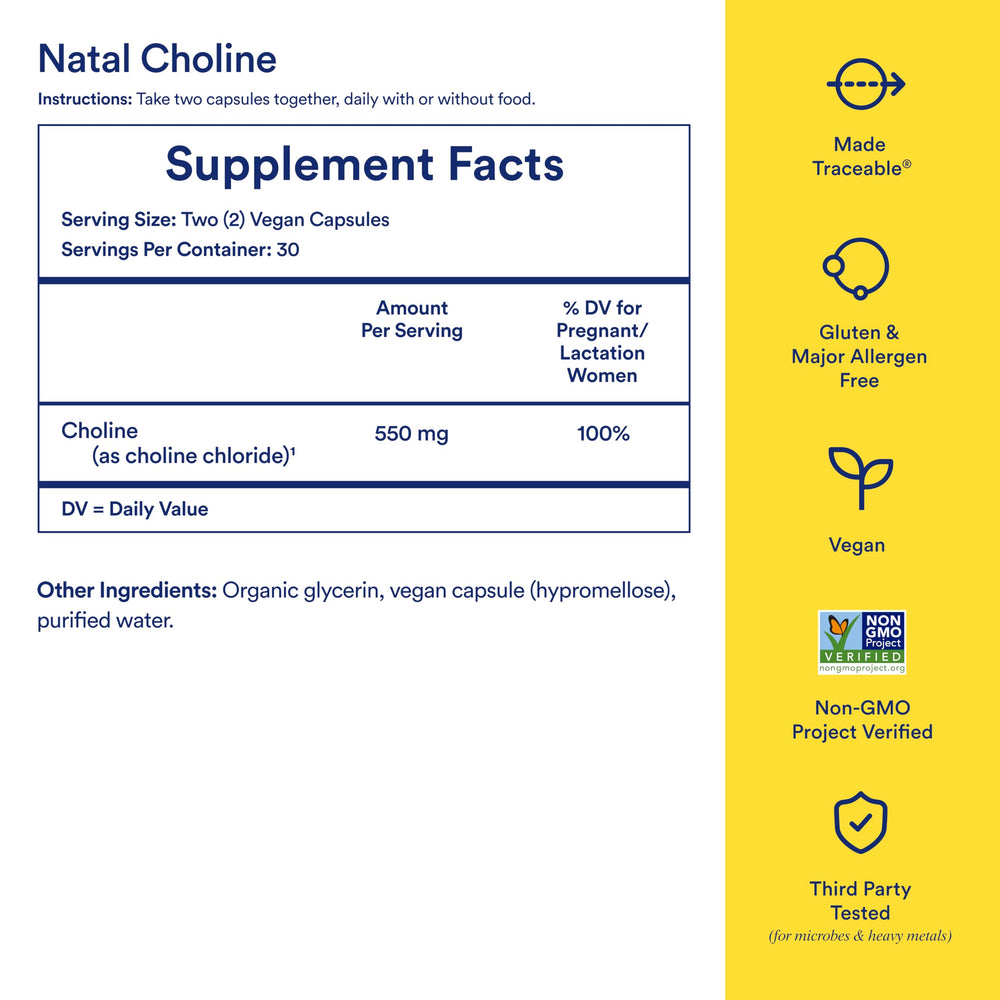 Natal Choline packaging and product label