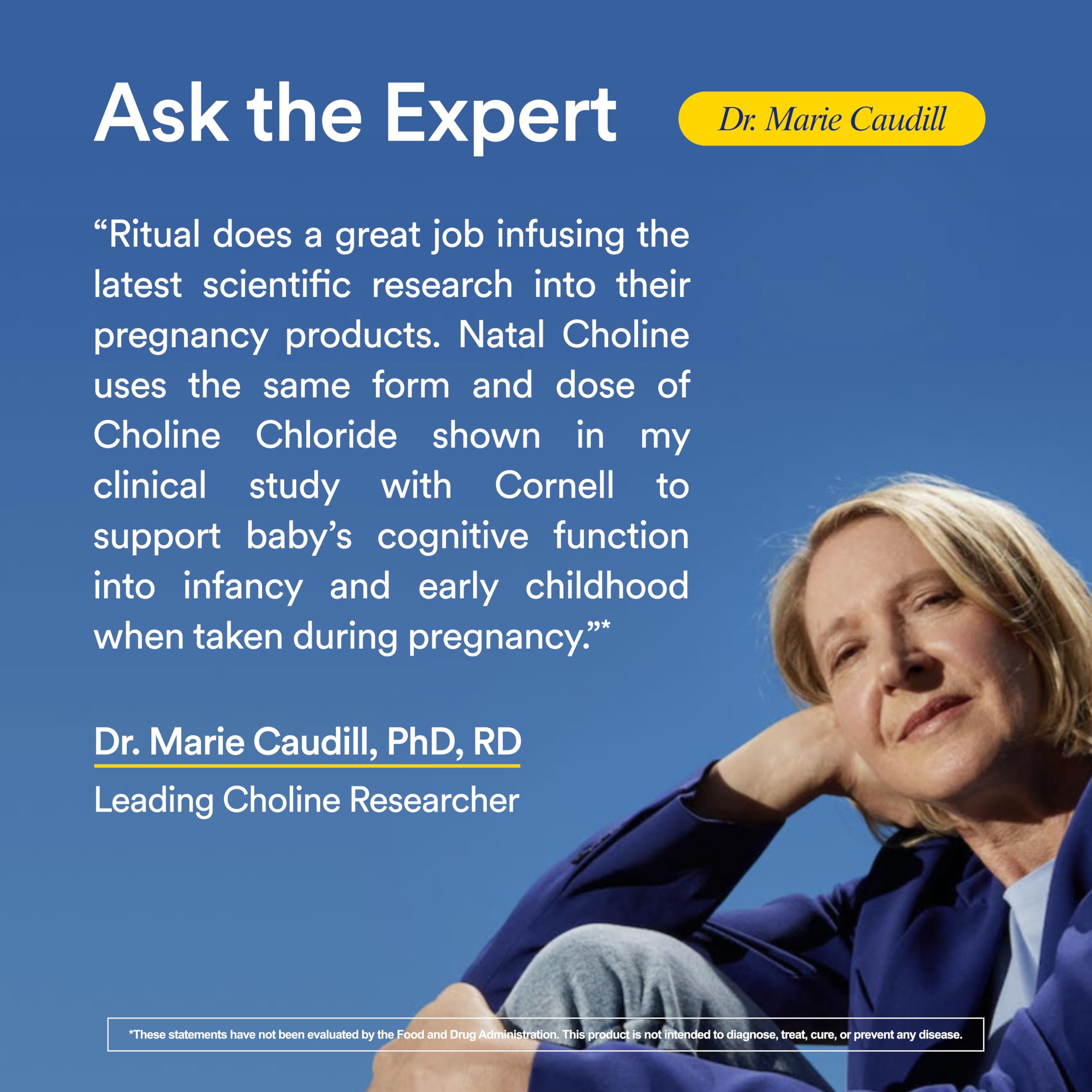 Ritual Natal Choline vegan and sugar-free packaging features