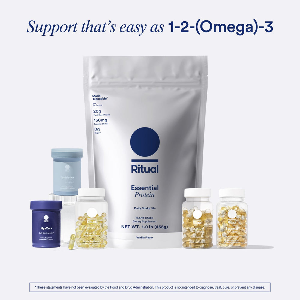 30-day supply packaging for Ritual Omega-3 vegan omega-3 oil