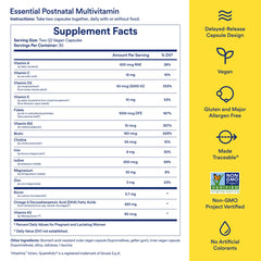 Ingredients infographic highlighting 15 nutrients for postpartum and lactation