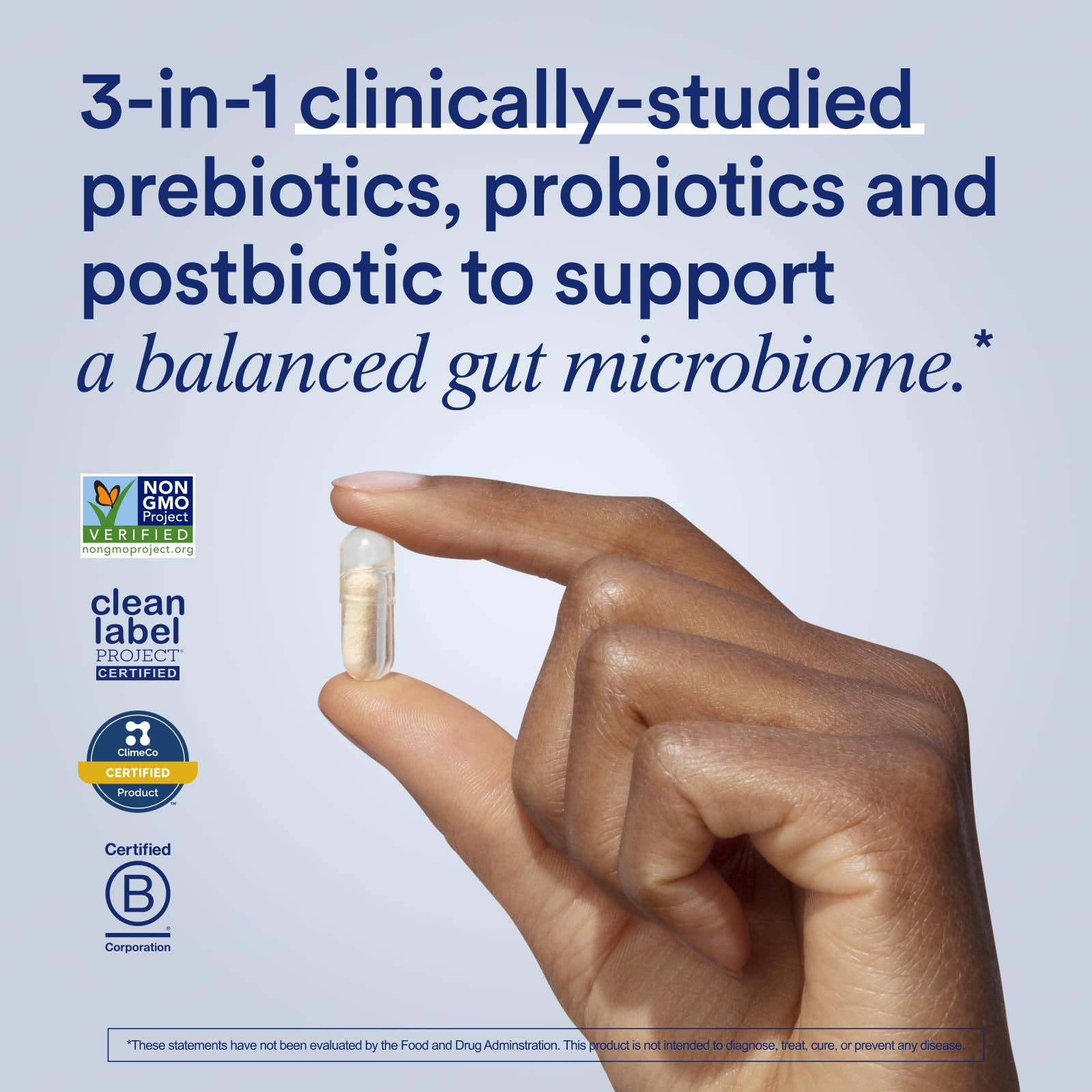 Ritual Synbiotic+ delayed-release capsules designed to reach the colon