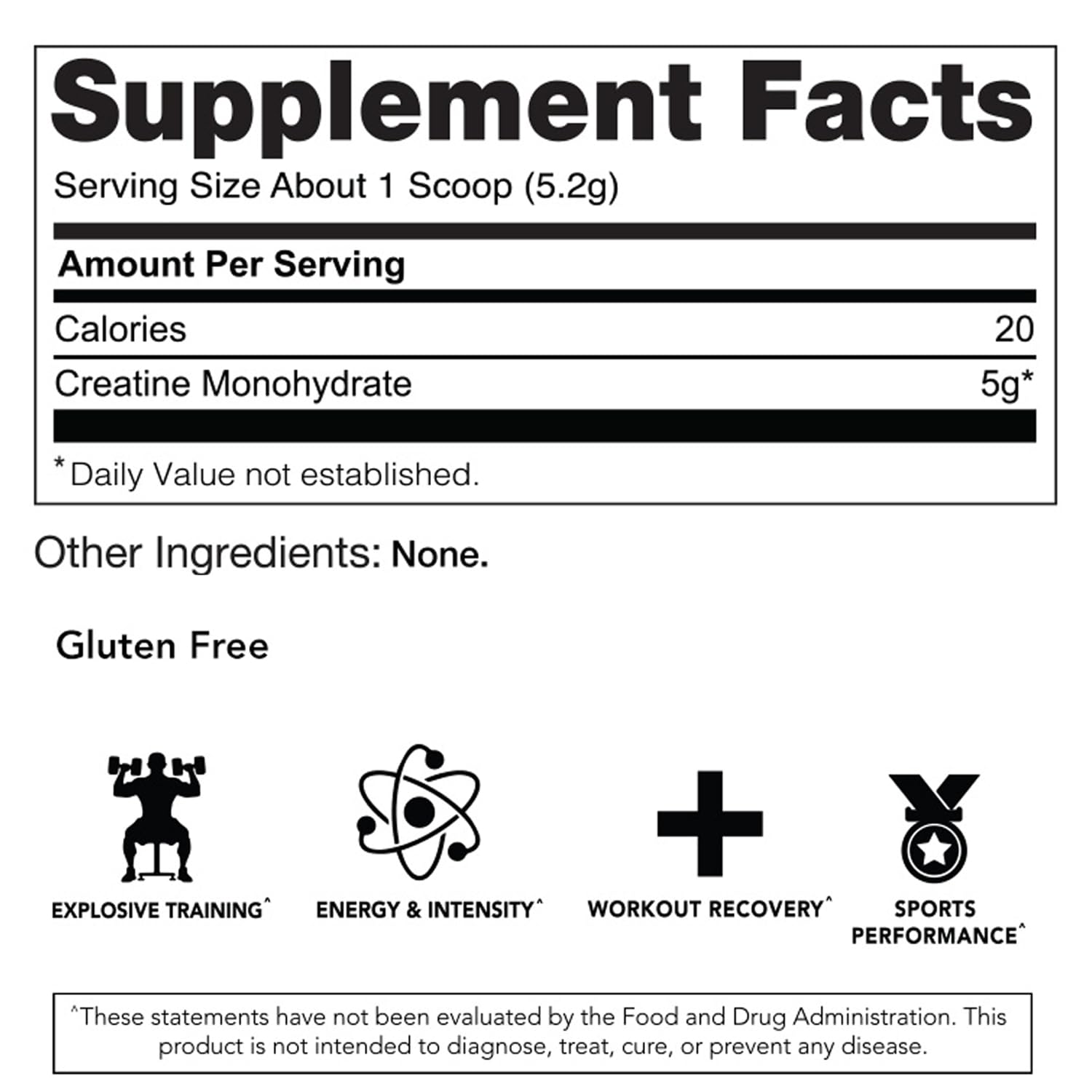Close-up of Micronized Creatine label showing 5g creatine monohydrate per serving