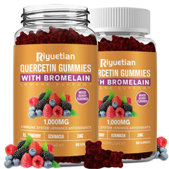 Front view of Riyuetian Bromelain with Zinc, Vitamin C & Elderberry chewables bottle