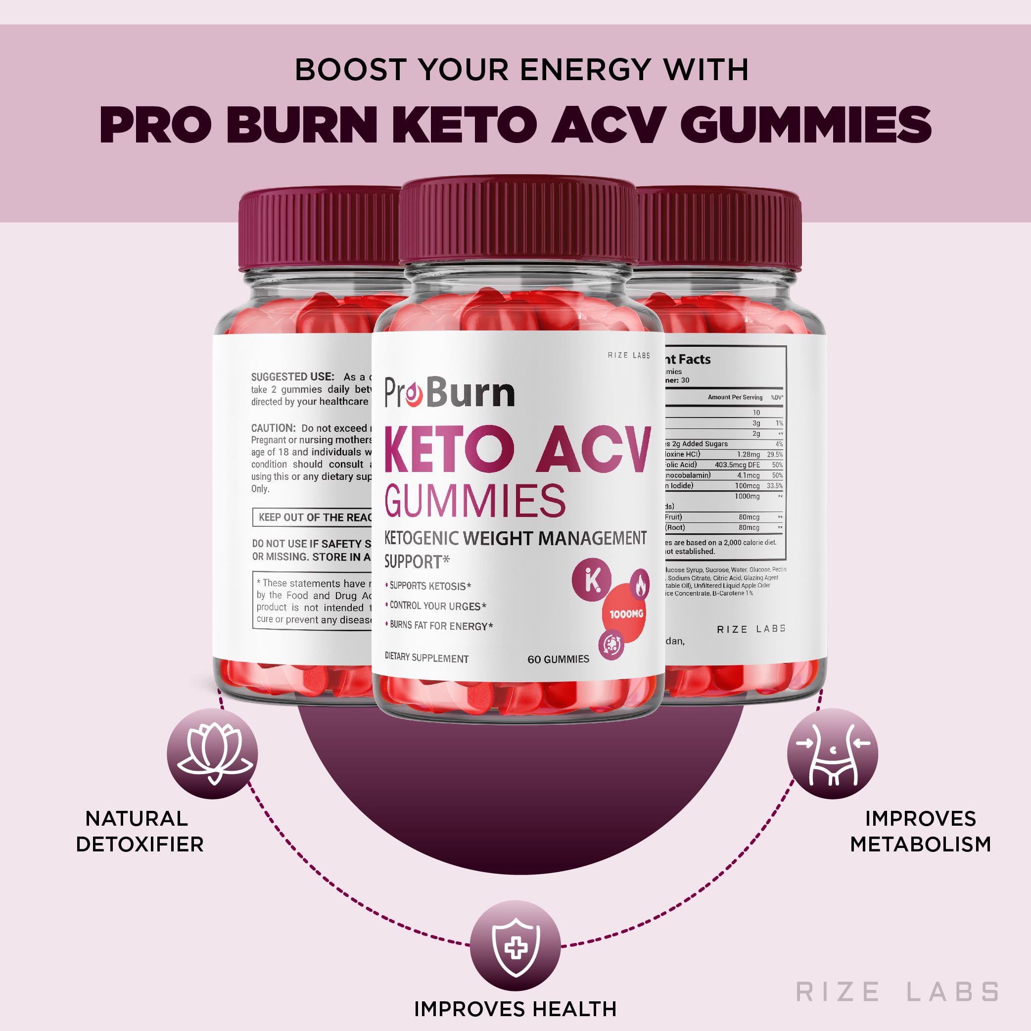 Apple cider vinegar and keto ingredients highlighted for Pro Burn Keto