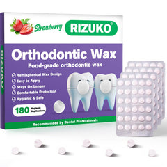 Close-up of Rizuko orthodontic wax braces strawberry wrap dot