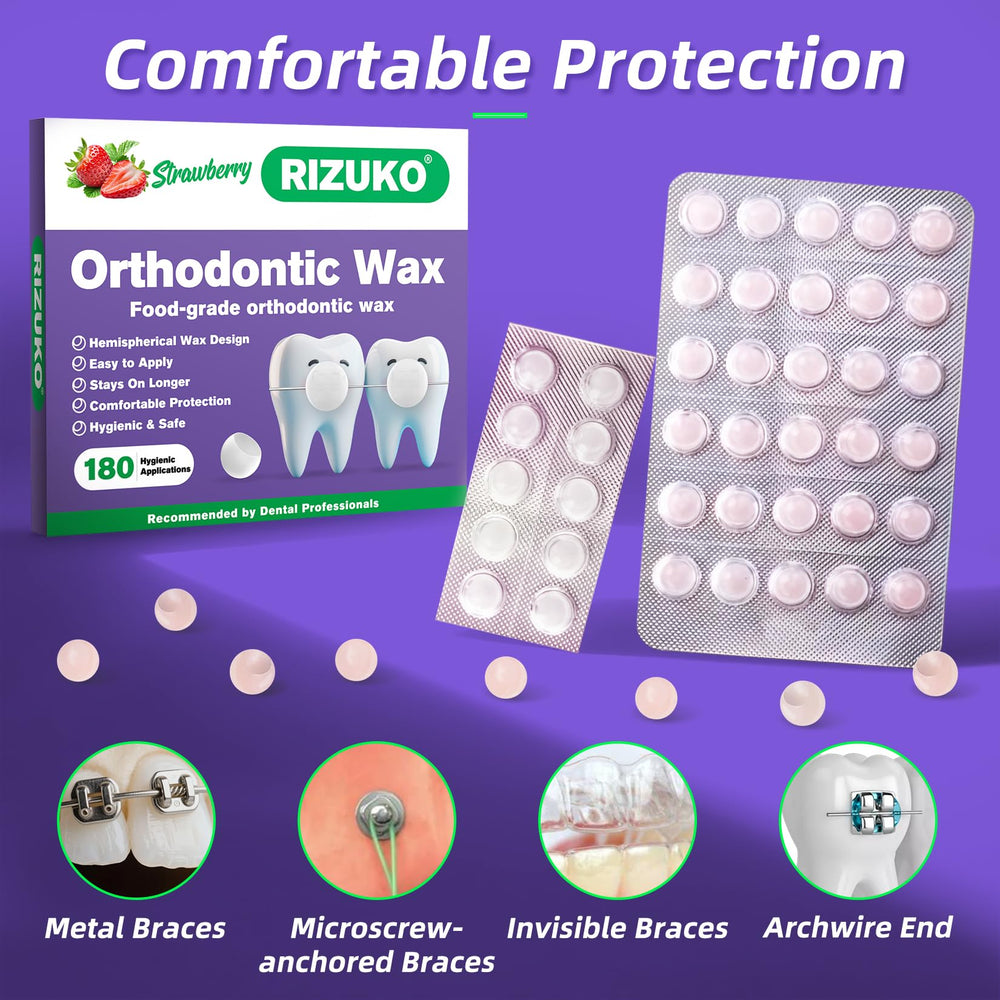 Brackets and wires protected by Rizuko braces wax dot