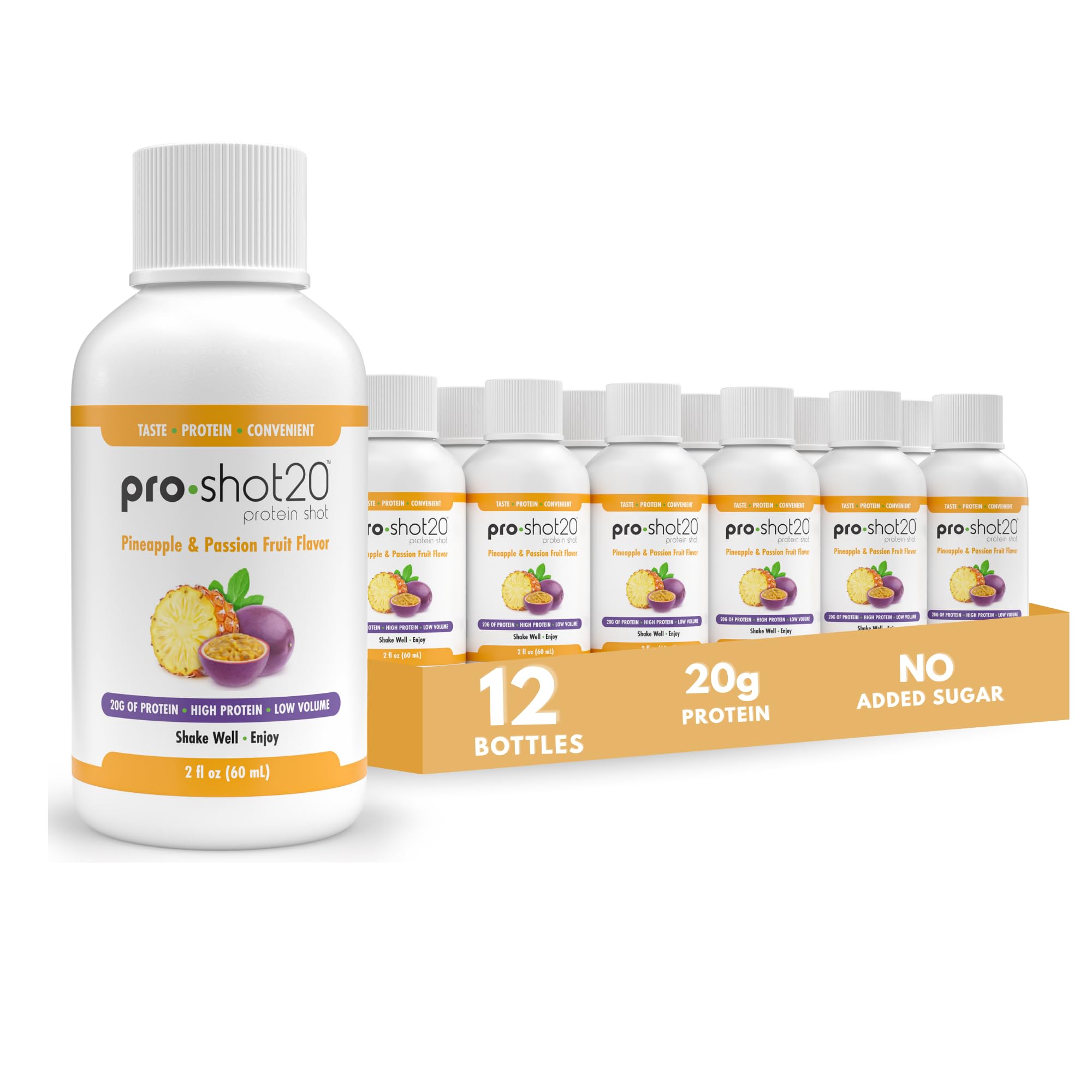 R-Kane Pro-Shot20 pineapple-passion bottle for on-the-go protein fueling.