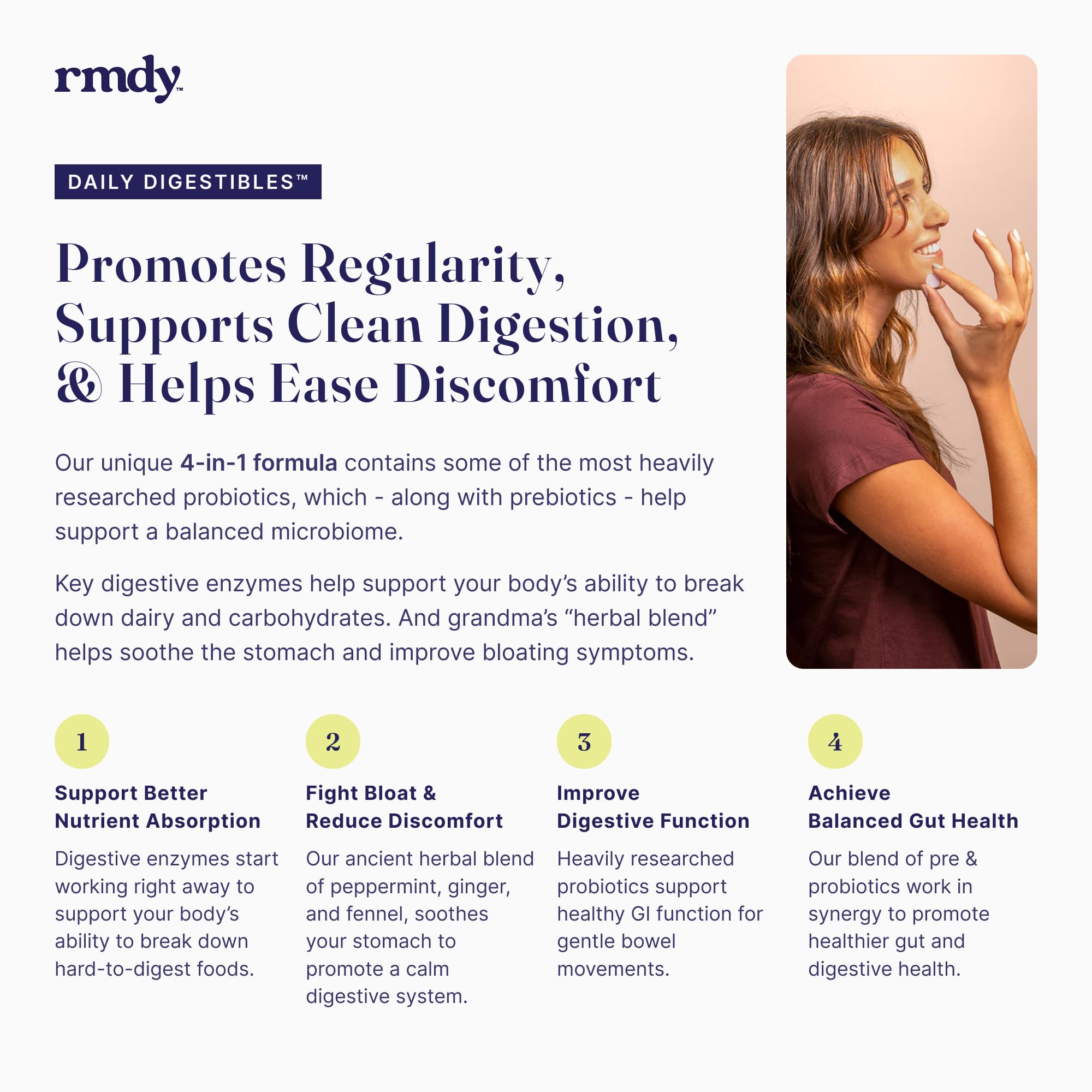 Daily-use rmdy capsule helping reduce bloating and gas
