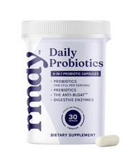 Front view of rmdy probiotic bottle showing 30 capsules for digestive health