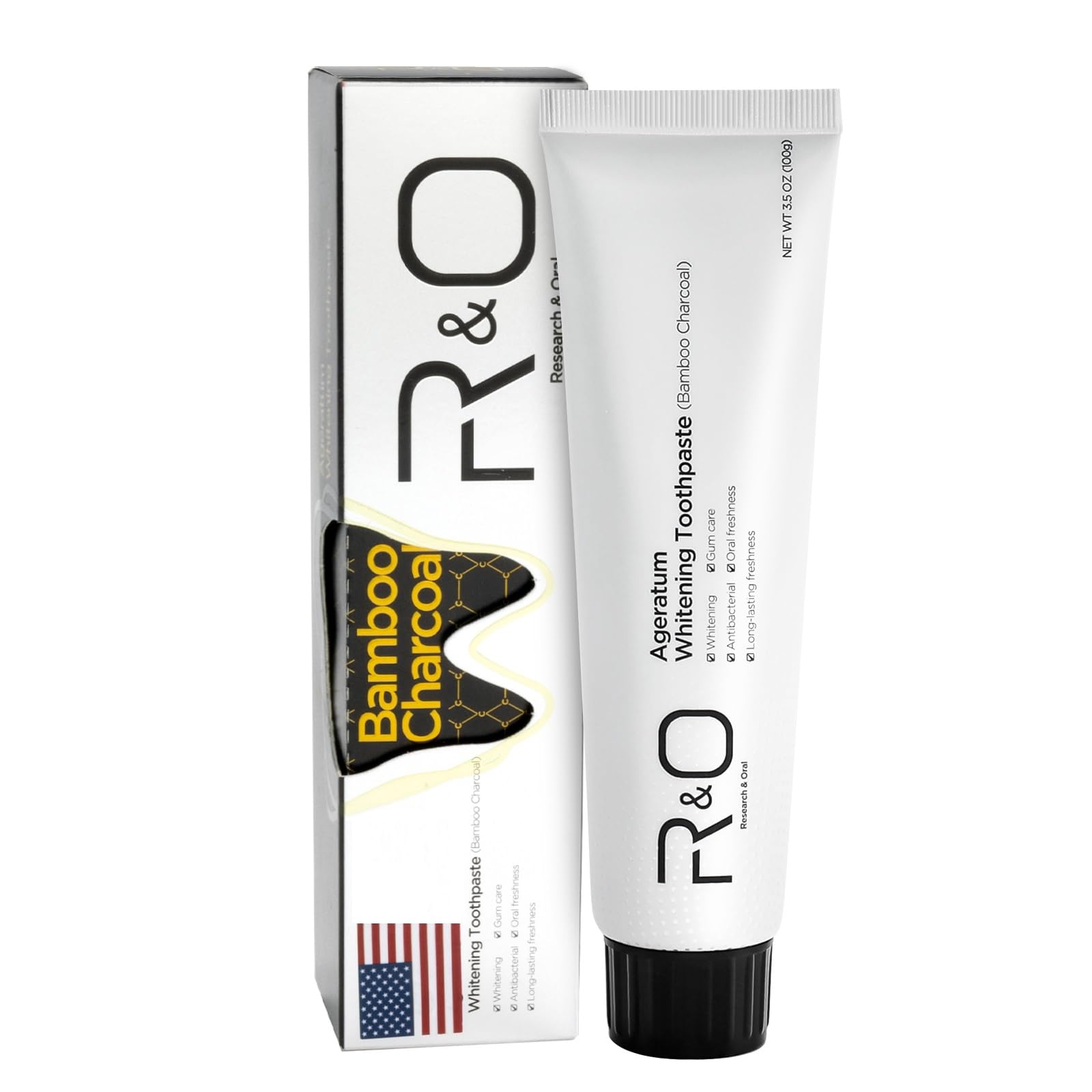 Illustration showing brushing with R&O Ageratum Toothpaste