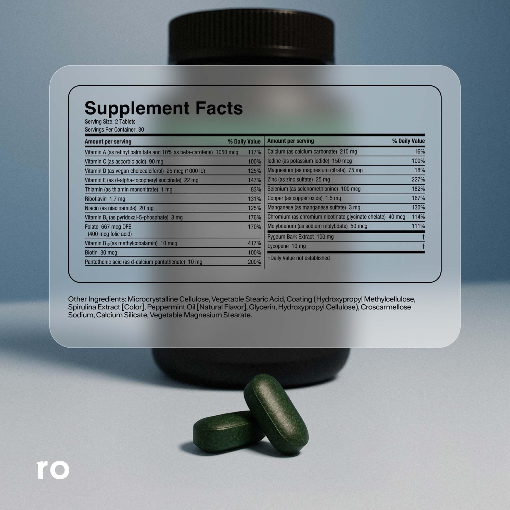 Key nutrient highlights graphic for Ro Daily Multivitamin for Men