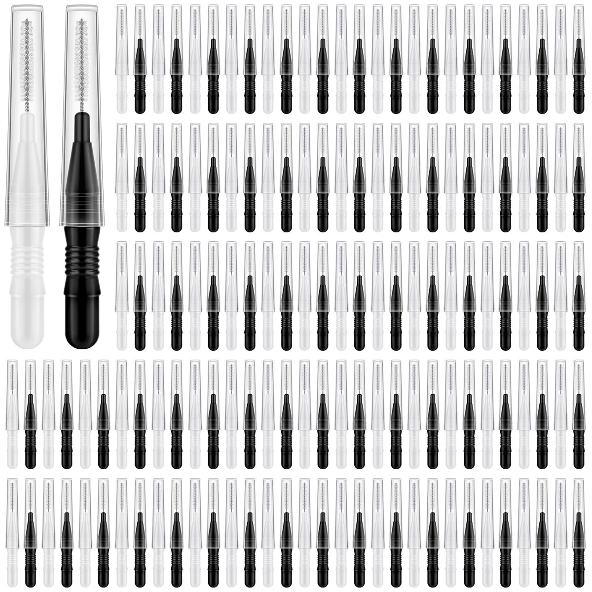 ROADPLUM 120-piece interdental brushes in storage box (black and white) – front view