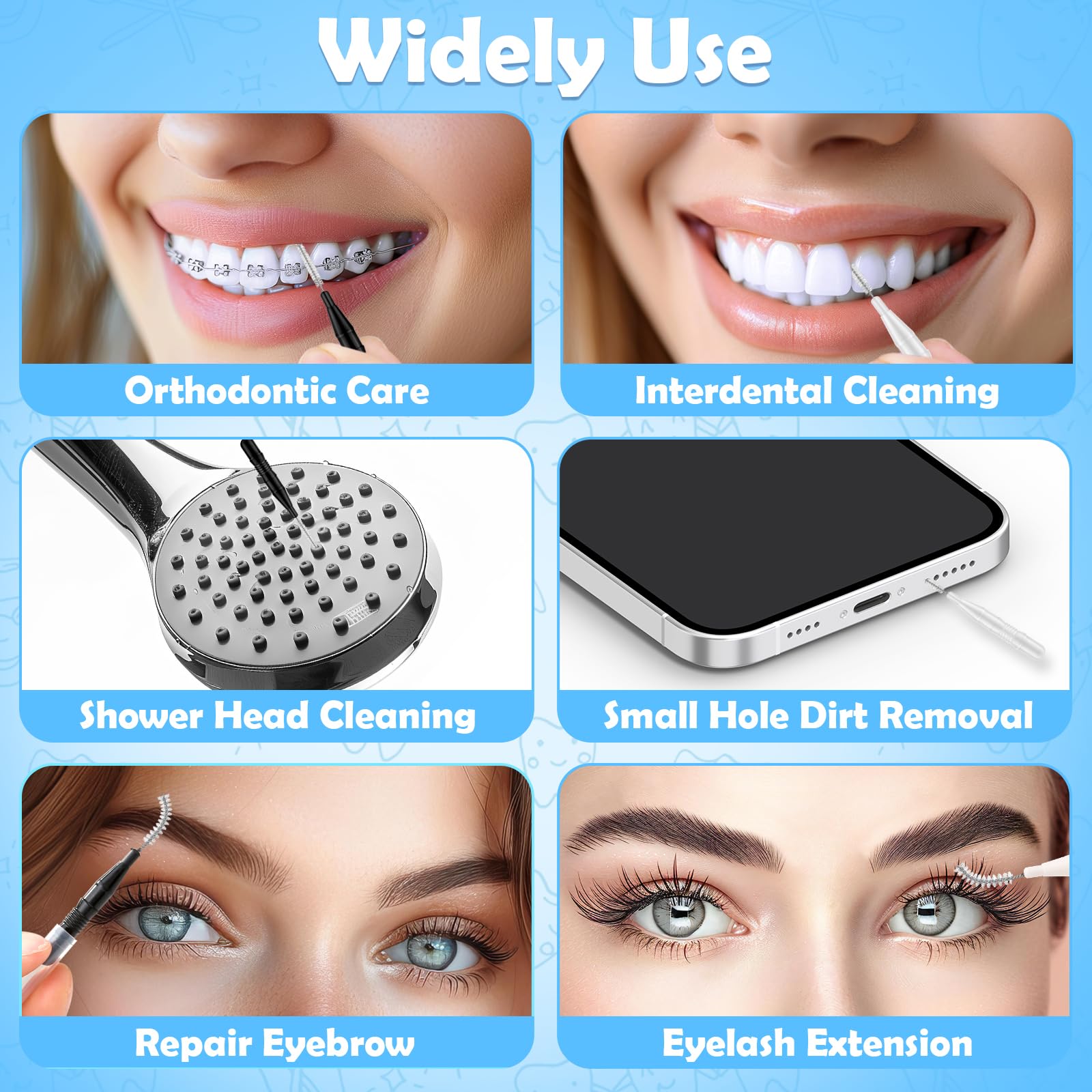 Orthodontic braces interdental cleaning with ROADPLUM brushes