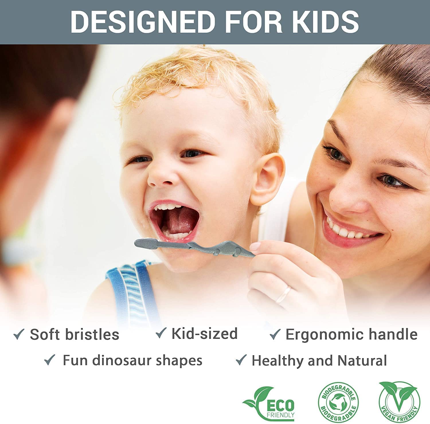 Plant-based biodegradable handle ROARex dinosaur toothbrush (image 3)