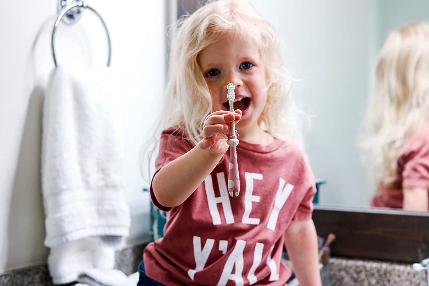 Soft nylon bristles designed for kids' developing gums