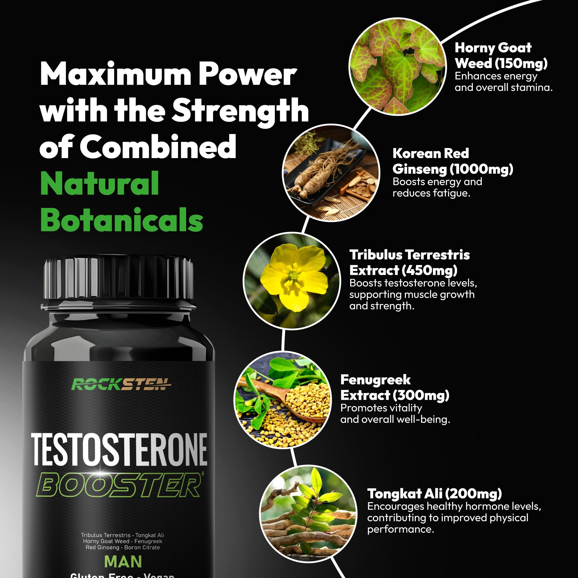 RockSten Korean Red Ginseng 1000mg visual signals sustained vitality