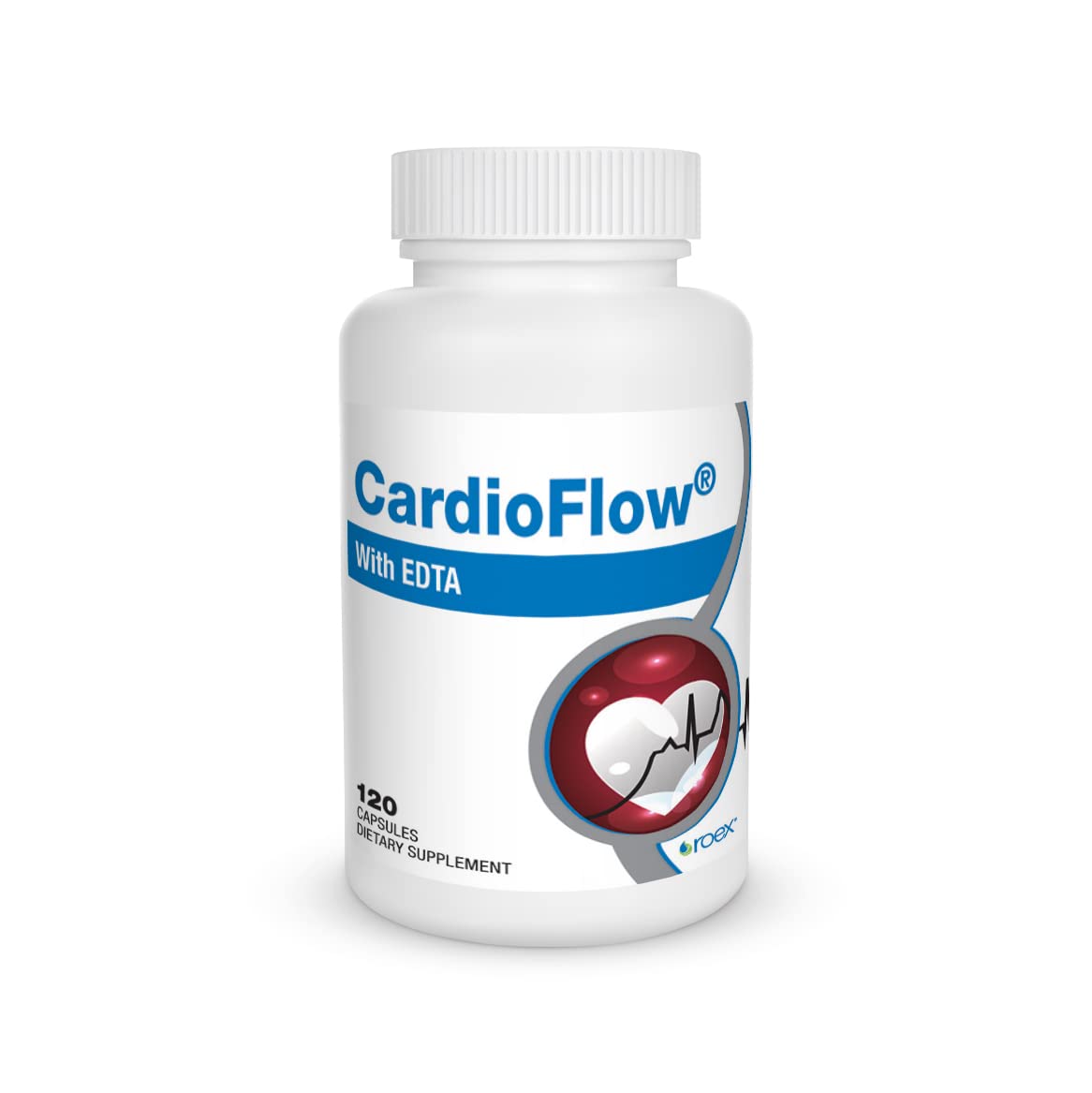 Roex Cardio Flow with EDTA bottle and packaging on white background